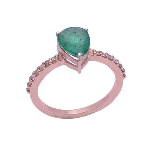 Emerald Diamond Ring Crafted In Sterling Silver