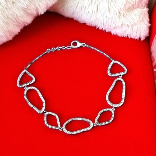 Oxidized Sterling Silver White Topaz Bracelet