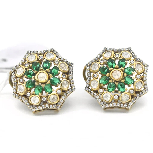 925 Sterling Silver Lab Made Moissanite Emerald Stud Earrings