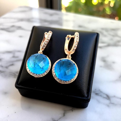 Multi-Color Oxidized 925 Sterling Silver Earrings with Glass Imitation Stones |  Ear Clasp, 23.20 Ct