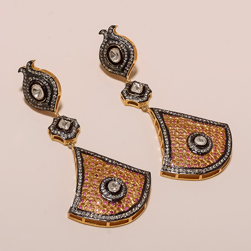 Sterling Silver Polki Earring