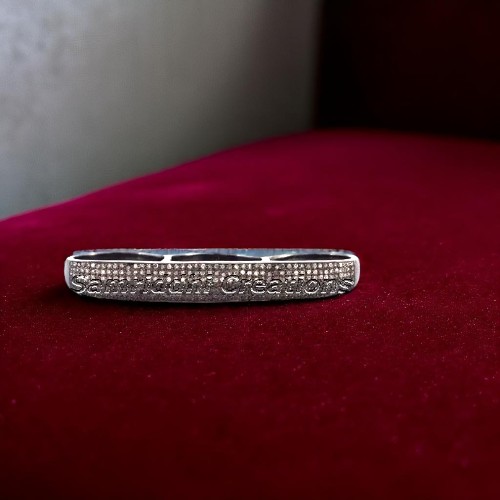 Designer Three Finger Black Gold Silver Ring with Light Brown Diamonds  Pave Set Statement Jewelry