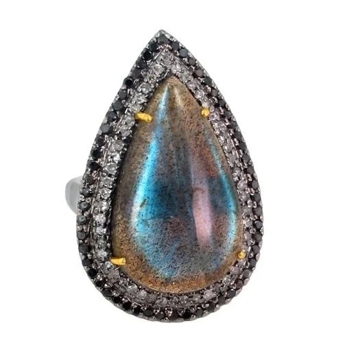 Rainbow Design Diamond And Silver Ring
