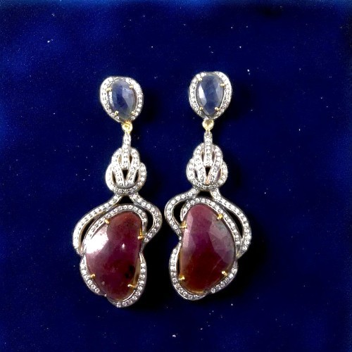 Ruby Diamond Earrings - Diamond Cut: Excellent