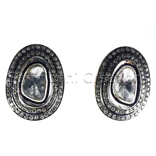 Diamond Polki Flat Rose Cut Earring