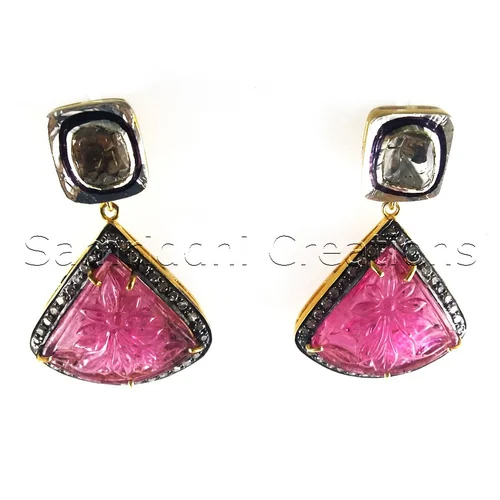 Rubylite Engraved Diamond Earrings