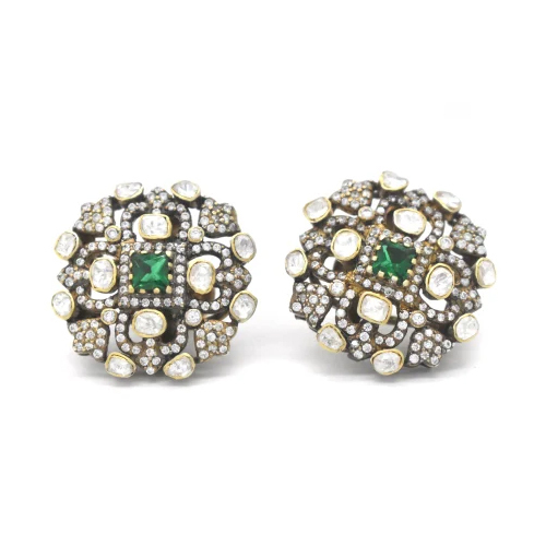 925 Sterling Silver Lab Made Moissanite Synthetic Emerald Stud Earrings