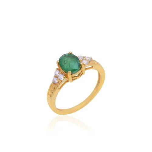 Ladies Emerald Sterling Silver Ring