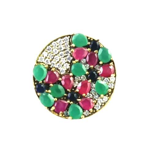 Red Green And Blue Stone Stud Turkish Ring