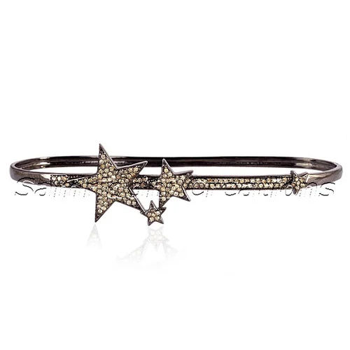 Diamond Silver Bangle - Diamond Cut: Excellent