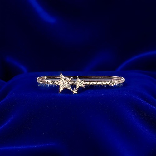 Diamond Silver Bangle - Diamond Cut: Excellent