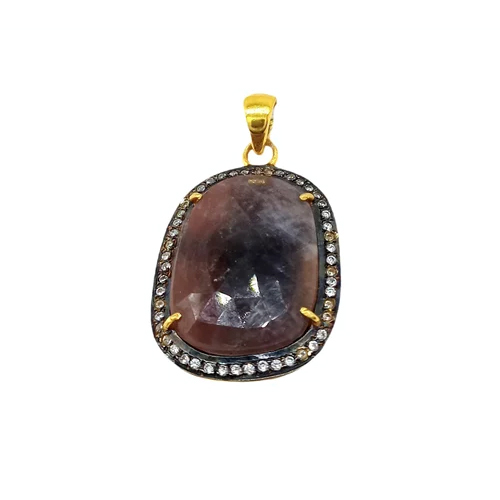 Sterling Silver Natural Faceted Ruby Artisan Pendant