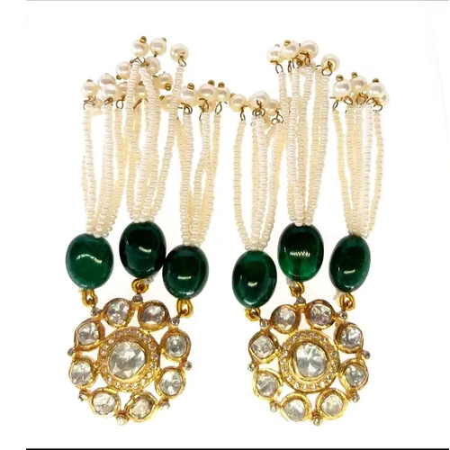 Polki Earrings With 925 Sterling Silver Dangler