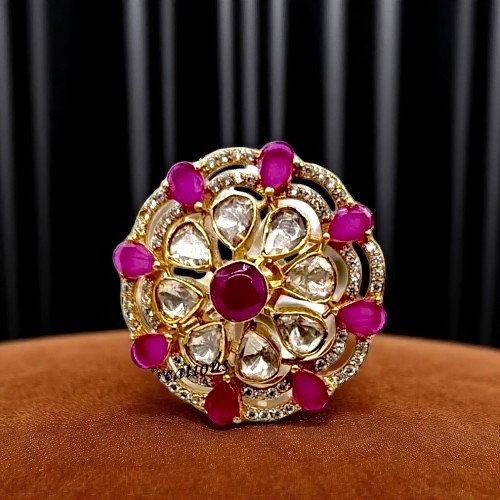 925 Sterling Silver Ring with Lab-Made Moissanite & Ruby | High Finish | Custom Size