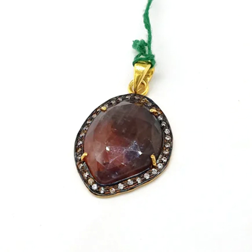 925 Sterling Silver Natural Faceted Ruby Pendant