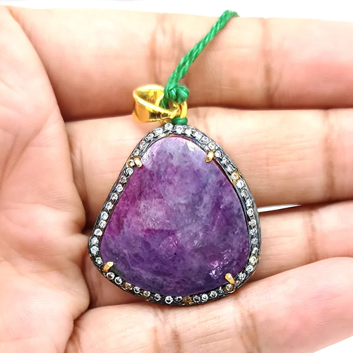 925 Sterling Silver Natural Ruby Artisan Pendant
