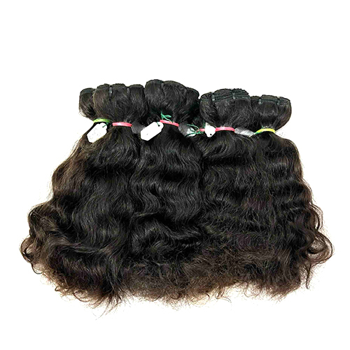 Natural 12 inch Remy Single Drawn Machine Weft Wavy Hair