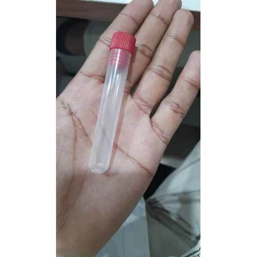 सादे परीक्षण ट्यूब जिसमें लाल ढक्कन है