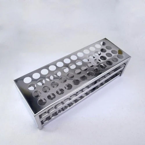 Test Tube Stand Stainless Steel 48 Hole - Color: Silver