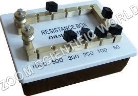 Resistance Box - Brass & Bakelite, 7/16 Inch Plugs | 1-1000 Ohms Resistance Range, +/- 0.1% Accuracy, Teak Wood Housing, Ideal for Calibration & Testing