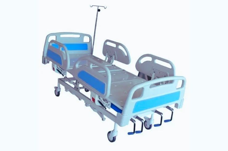 FIVE FUNCTIONS MANUAL ICU BED Overall Size: 2200L X 1000W X 600-800H mm.