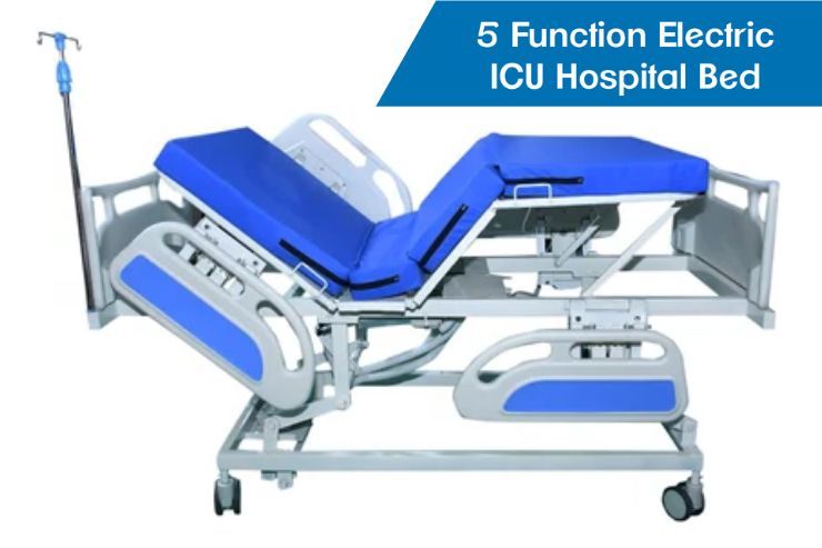 FIVE FUNCTIONS ELECTRIC ICU BED Overall Size: 2150L X 1000W X 600-H mm.