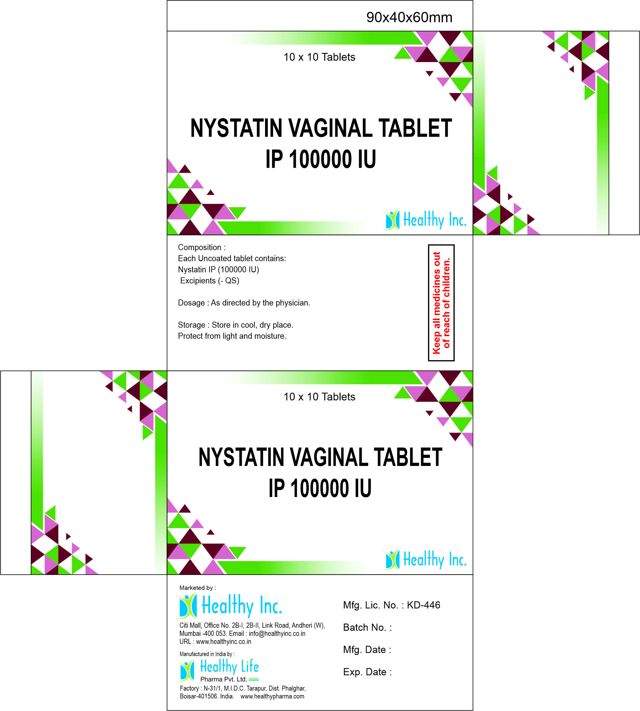 Nystatin Vaginal Tablet 1,00,000 Iu - Drug Type: Generic Drugs