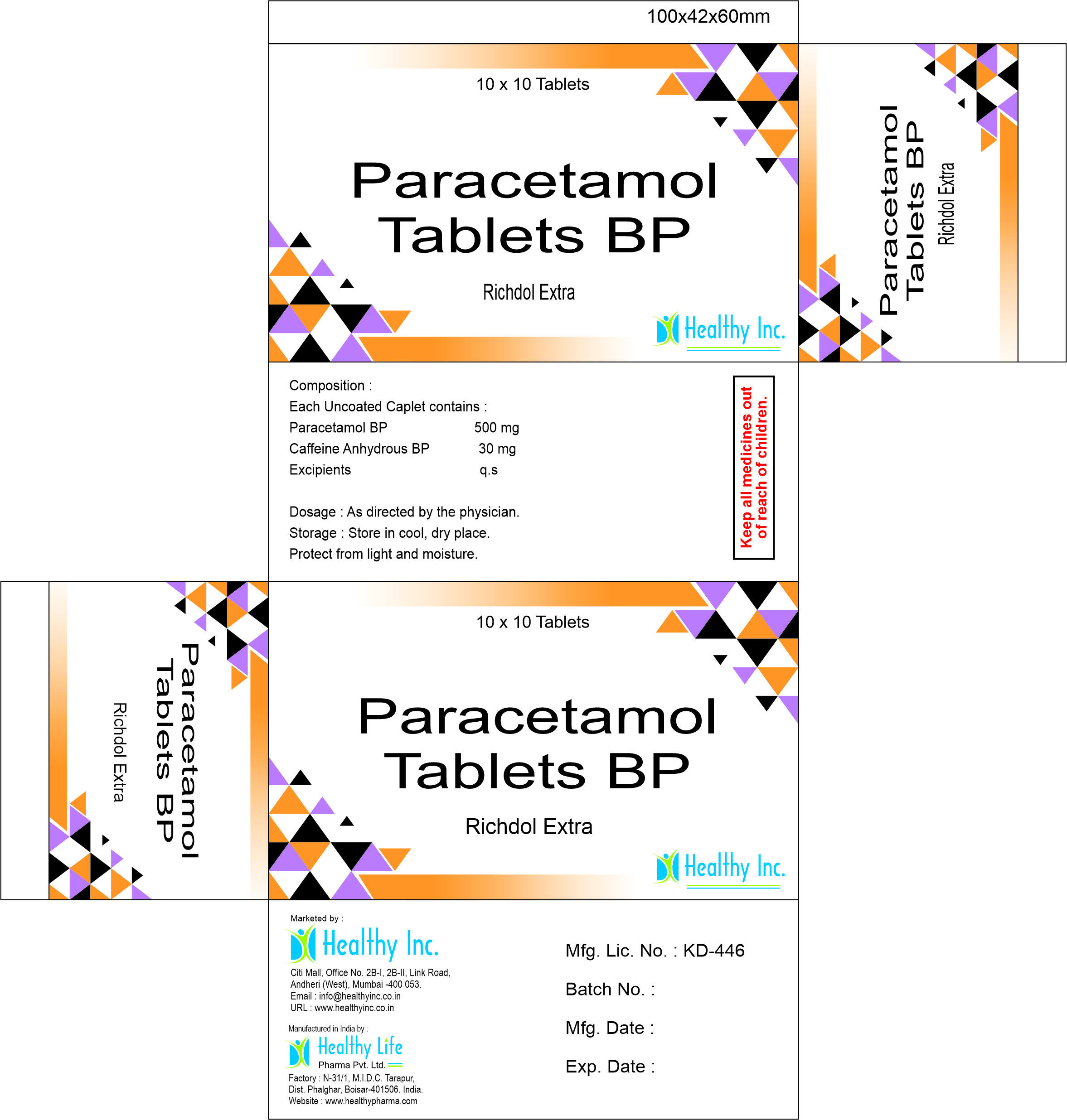 Paracetamol 500mg + Caffeine Anhydrous 30mg Tablet