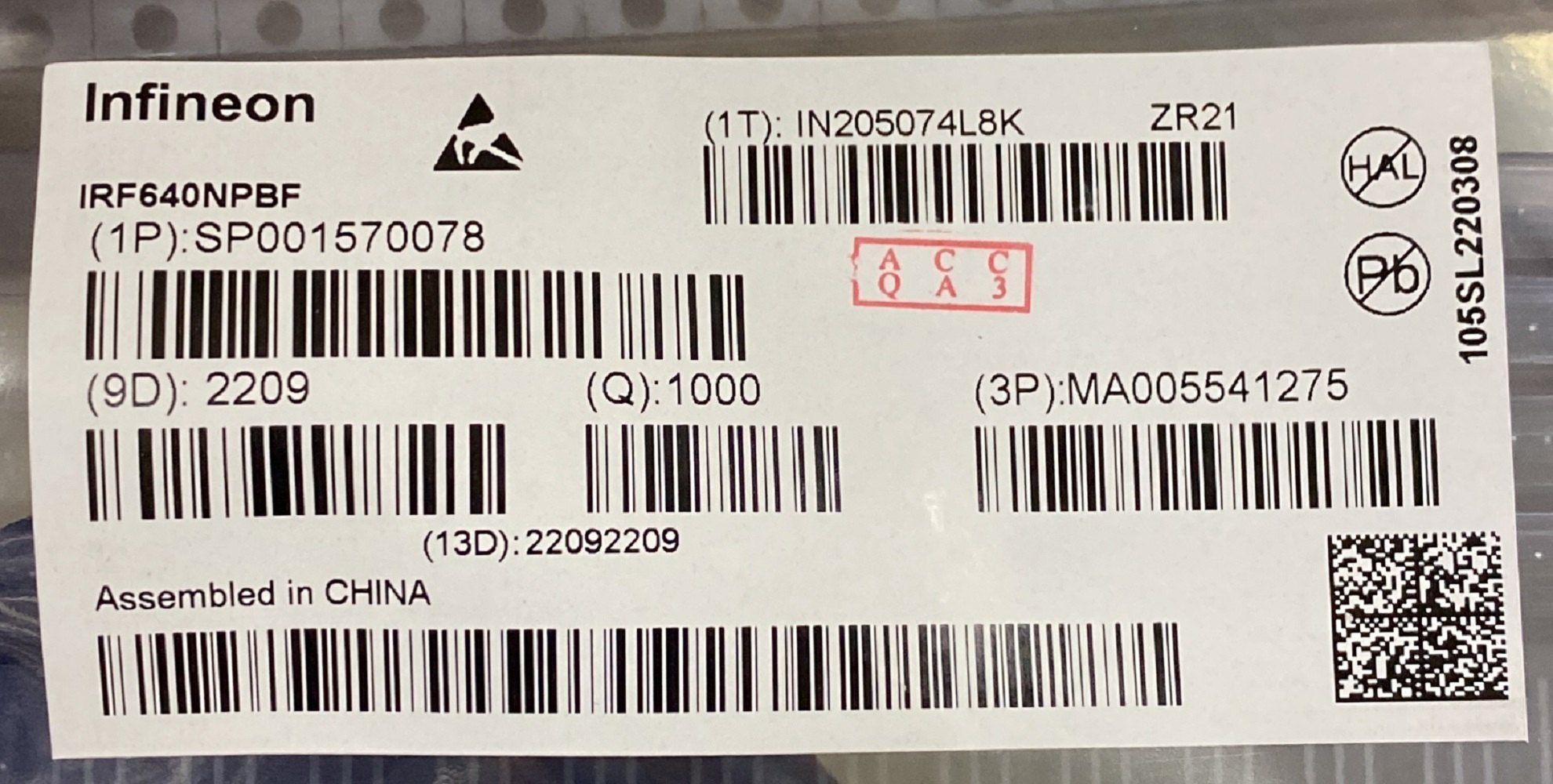 Irf640n Electrical Mosfet - Color: Black
