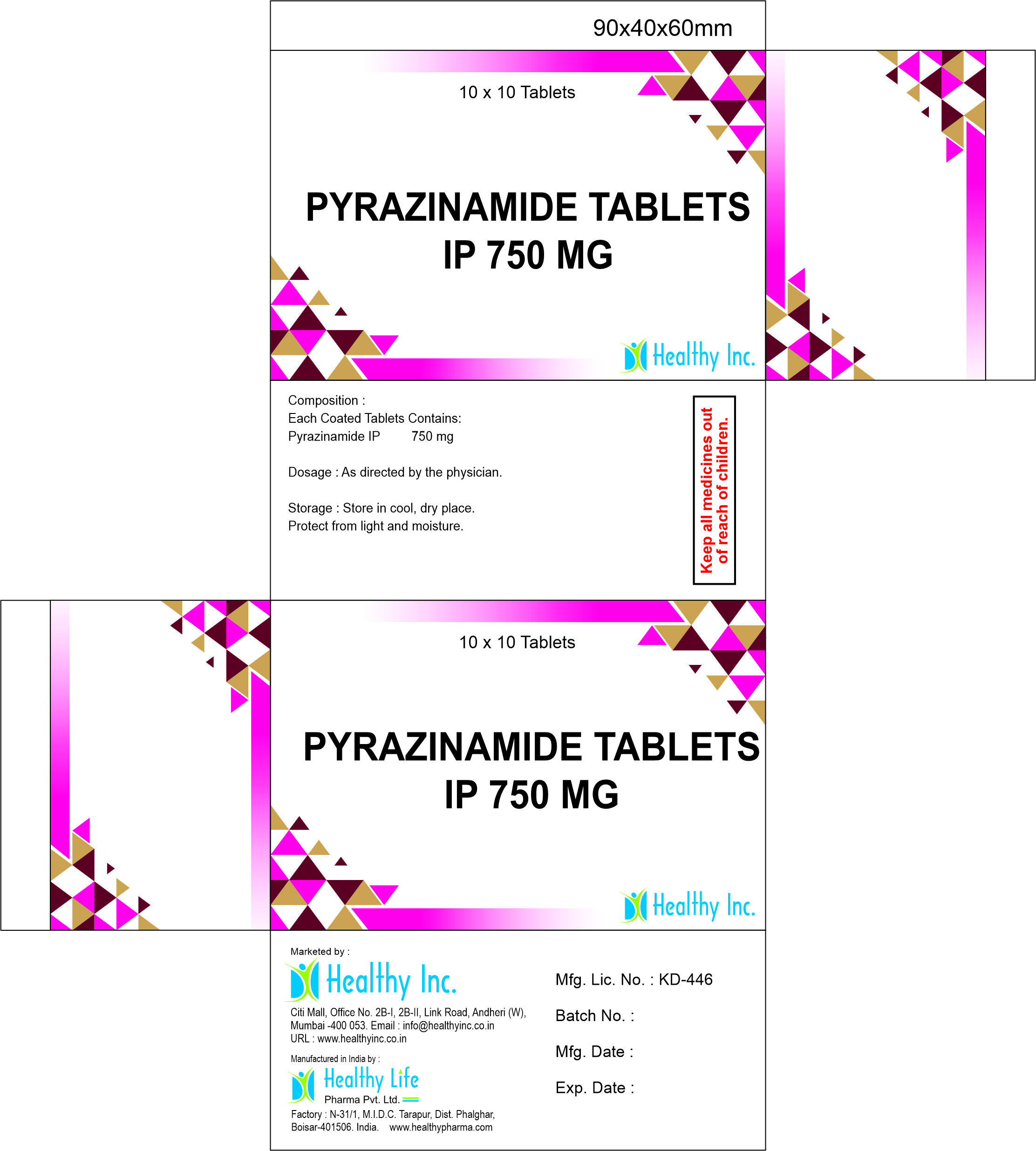 Pyrazinamide Tablets Ip 400 Mg - Origin: India