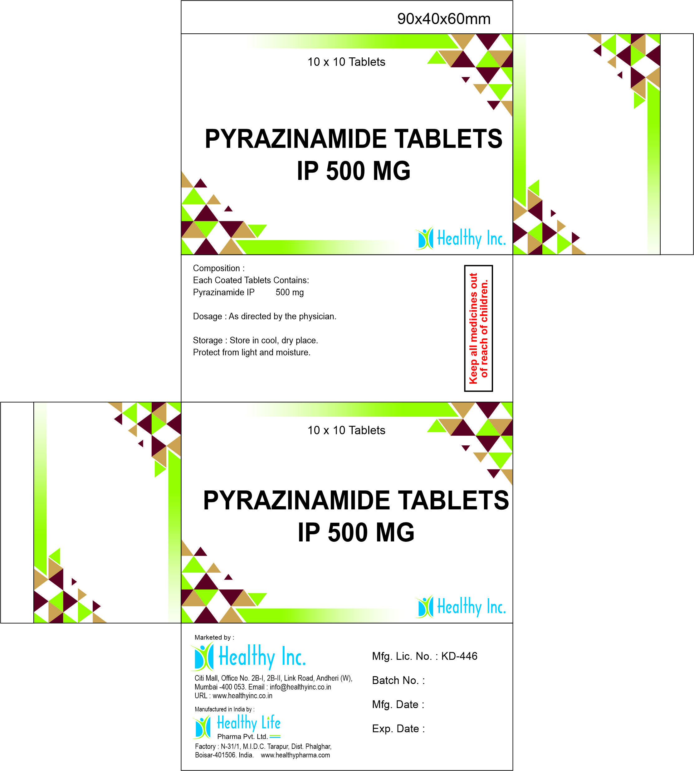 Pyrazinamide Tablets Ip 400 Mg - Origin: India