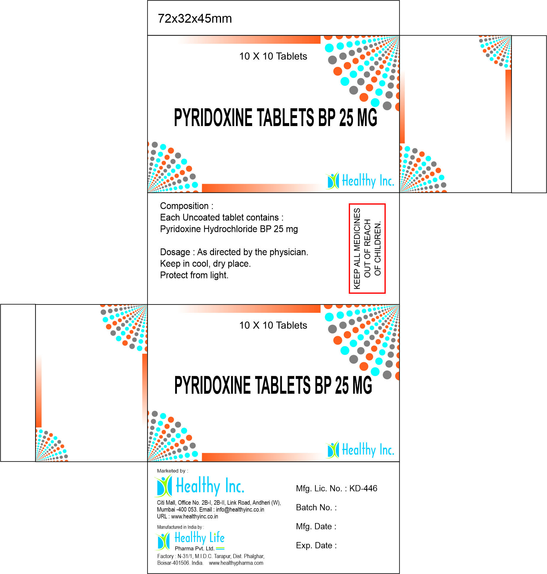 Pyridoxine Hydrochloride Tablet 5mg - Drug Type: Generic Drugs