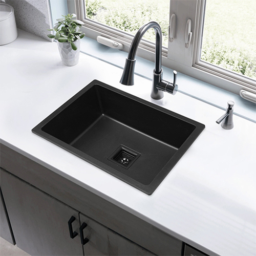 Crystel Collection Metallic Black Quartz Kitchen Sink