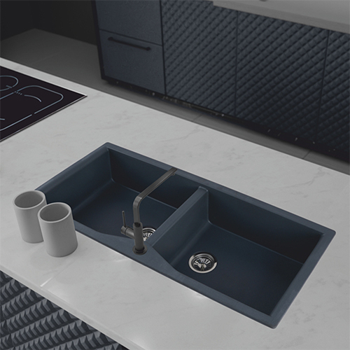 Vista Collection Granite Black Quartz Kitchen Sink