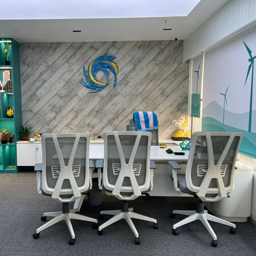 Executive Table - Engineered Wood, 120 Cm Width, Natural Wood & White Color, Ergonomic Design With Storage Drawers, Matte Finish