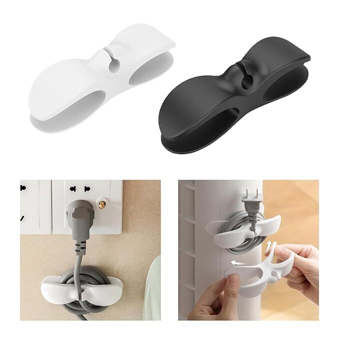 Mitsico Cord Organizer For Kitchen Appliances - Silicone Material, Single Cavity, White Color | Lightweight, Traceless Pasting Design, Tangle-free Solution