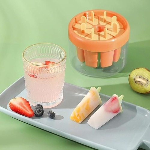Mitsico Plastic Round Ice Cream Candy Molds with Sticks for Kids Summer Party - ABS Material, 8 Multicolor Molds for Fun Popsicle and Frozen Treat Creation