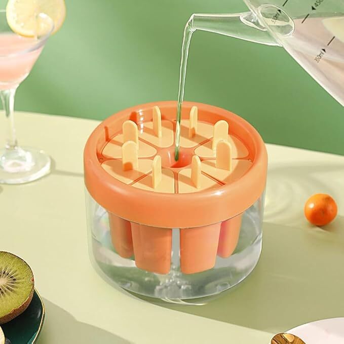 Mitsico Plastic Round Ice Cream Candy Molds With Sticks For Kids Summer Party - Abs Material, 8 Multicolor Molds For Fun Popsicle And Frozen Treat Creation