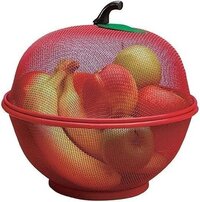 Mitsico Apple Shape Net Fruits & Vegetables Basket For Kitchen - Steel Mesh, 10 Inch Diameter, Multi-color | Keeps Freshness In, Bugs Out, Portable Design
