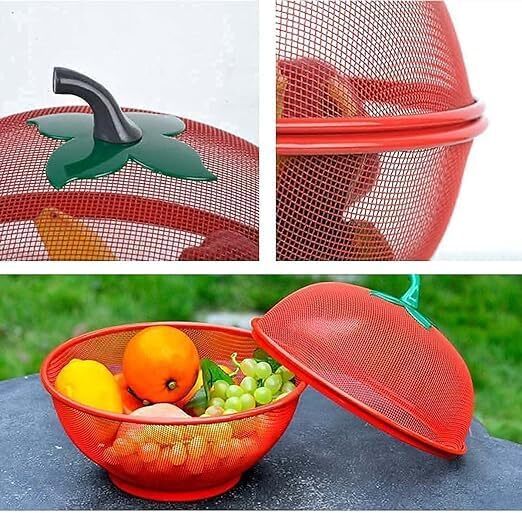 Mitsico Apple Shape Net Fruits & Vegetables Basket for Kitchen, Fruit Basket with Net Cover, Fruit and Vegetable Stand Basket, Fruit Net Cover