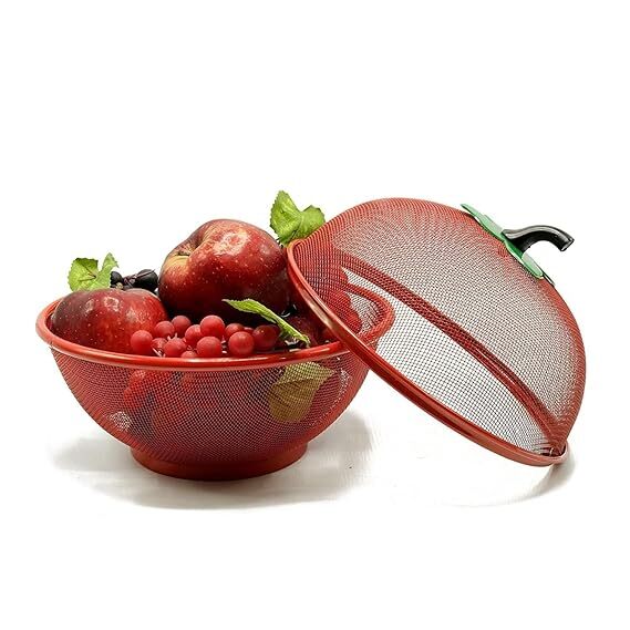 Mitsico Apple Shape Net Fruits & Vegetables Basket For Kitchen, Fruit Basket With Net Cover, Fruit And Vegetable Stand Basket, Fruit Net Cover