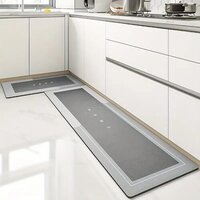Mitsico 2 Pcs Square Kitchen Mat - Diatom Mud & Rubber, Soft Technical Fabric, Non-slip, Quick Absorption & Easy To Clean, Ideal For Modern Homes