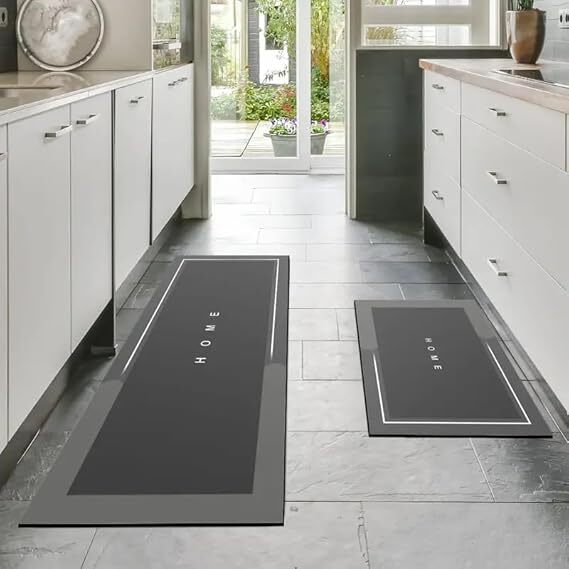 Mitsico 2 PCS SQUARE KITCHEN MAT Kitchen Rugs, Non-Slip Kitchen Mats, Washable Kitchen Floor Mat, Comfortable, Easy Care for Kitchen, Dustproof Doormat