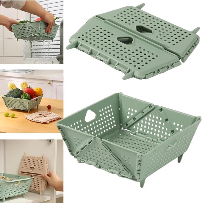 Mitsico Plastic Strainers Basket Collapsible Colander Food Strainer Drainer with Resting Feet for Pasta, Fruit, Vegetables Durable, (Multicolor Pack of 1)