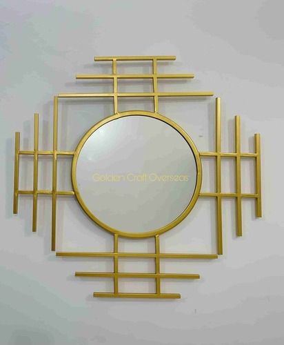 Geometric Iron Gleam Wall Mirror - Color: Gold