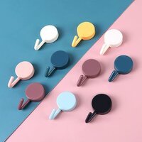 Mitsico 10 Pieces Round Adhesive Hooks For Wall, Hooks For Hanging Keys Tie, Scarf, Belts, Wall Hooks For Hanging Small Stuffs, Hanger Hooks For Wall, Sticky Wall Hook - Cavity Quantity: Multi