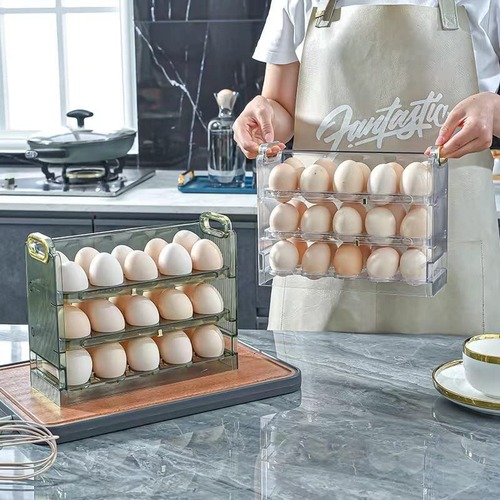 Mitsico 3 Layer Fridge Side Door Egg Tray Organizer for Kitchen Fridge