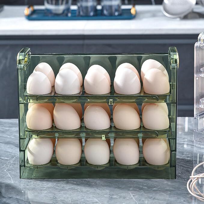 Mitsico 3 Layer Fridge Side Door Egg Tray Organizer for Kitchen Fridge