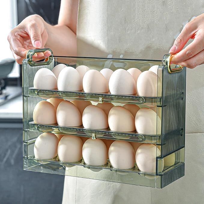 Mitsico 3 Layer Fridge Side Door Egg Tray Organizer for Kitchen Fridge