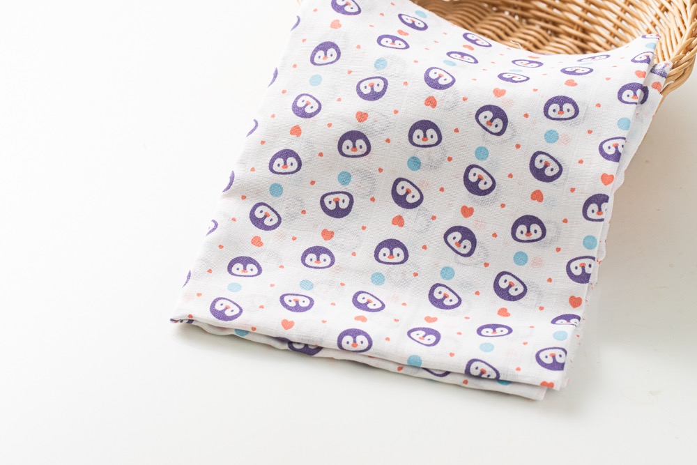 Muslin Cotton Swaddles - 100% Pure Cotton, 100x100 Centimeter, White Printed Design | Exceptionally Soft, Lightweight, Quick Dry, Washable